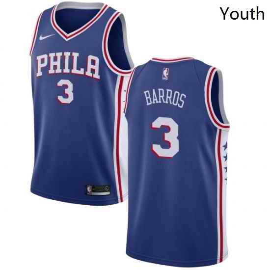 Youth Nike Philadelphia 76ers 3 Dana Barros Swingman Blue Road NBA Jersey Icon Edition